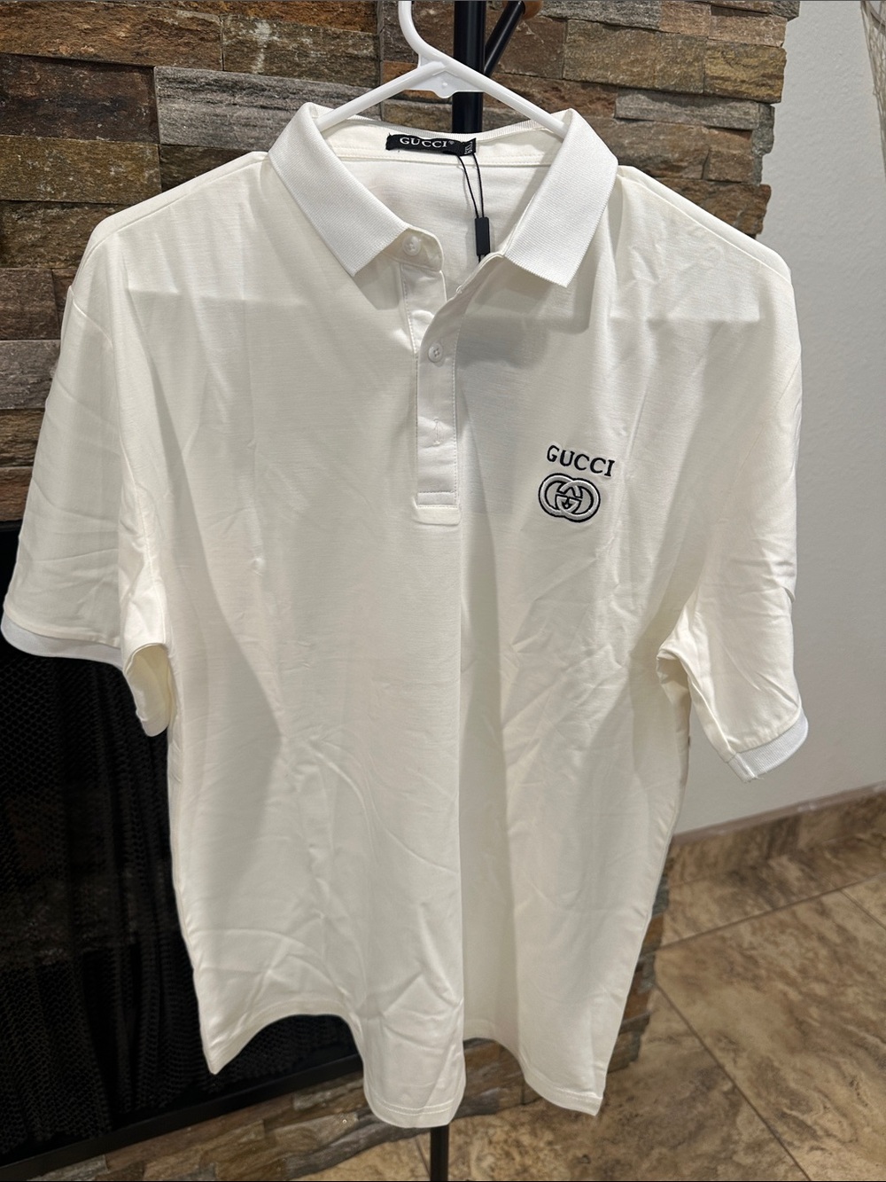 White Logo Polo Shirt - Men size S